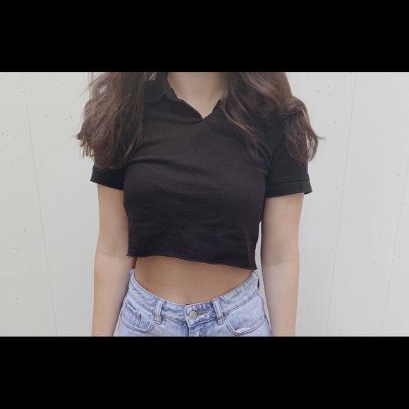 Missguided Tops - Missguided black polo crop top
